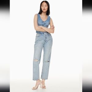 Denim Forum Aritzia The Joni High Rise Loose Distressed Denim Jeans Size 25x29